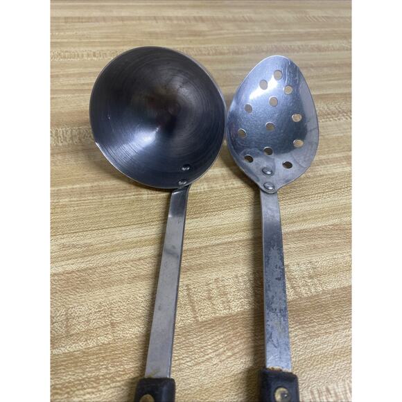 Vintage 2 Piece Set Stainless Steel USA Slotted Spoon & Ladle - Picture 3 of 8